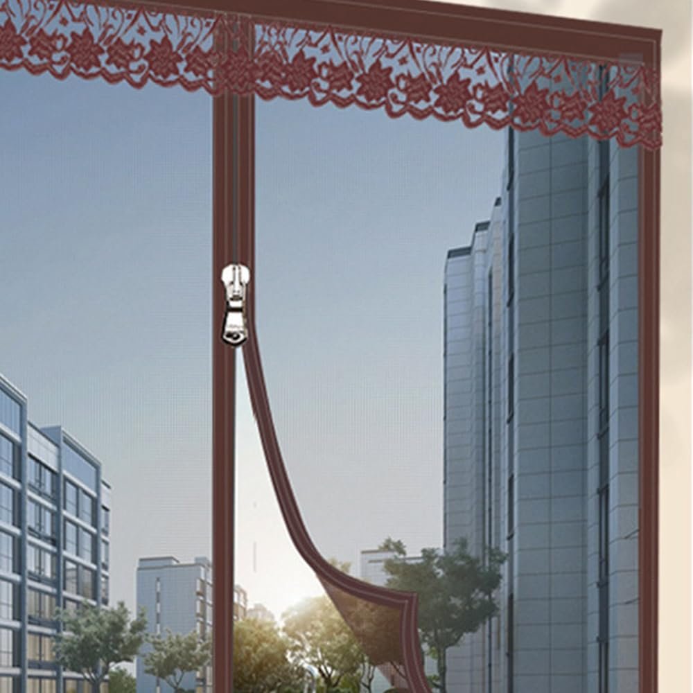 DOTBUY-SHOP Window Insect Screen with Hook-and-Loop Tape, Dark Brown, 100 x 100 cm