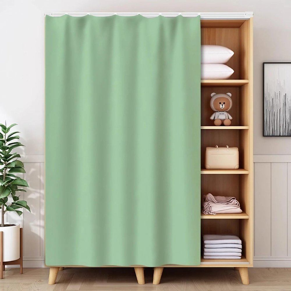 YSPZDQ Velvet Cabinet Curtain, Blackout and Dustproof, Green, 130 x 200 cm