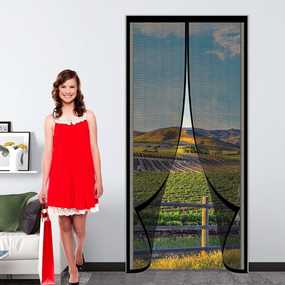 Magnetic Insect Screen for Balcony Door, 210 x 222 cm, Black
