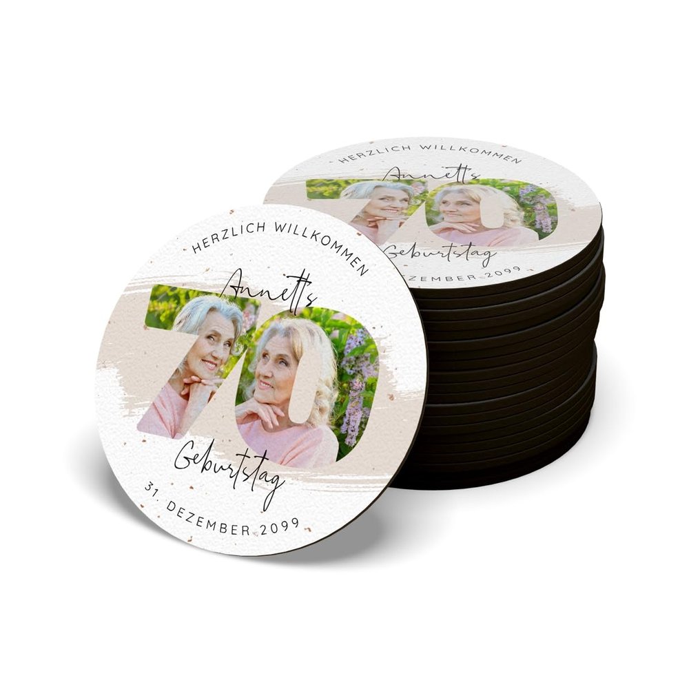 Personalized 70th Birthday Coasters, 6-Piece Set