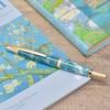 Jinhao 10 Press Fountain Pen with Box, Marble Blue, Retractable Medium Nib with Ink Converter Set, Gold Clip view 3