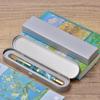 Jinhao 10 Press Fountain Pen with Box, Marble Blue, Retractable Medium Nib with Ink Converter Set, Gold Clip view 4