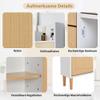 BTM Rattan Wood Shoe Cabinet with 3 Flip Doors, Drawer, Door and Solid Wood Legs, 90 x 17 x 125 cm, Natural and White view 4