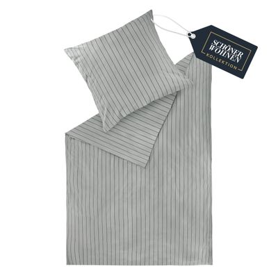 SCHÖNER WOHNEN Flannel Bedding Set, Gray, 135 x 200 cm
