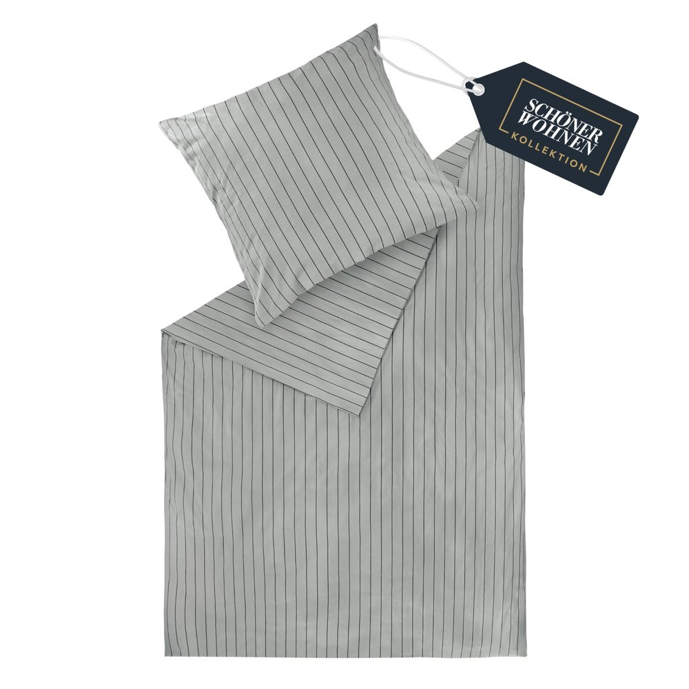 SCHÖNER WOHNEN Flannel Bedding Set, Gray, 135 x 200 cm