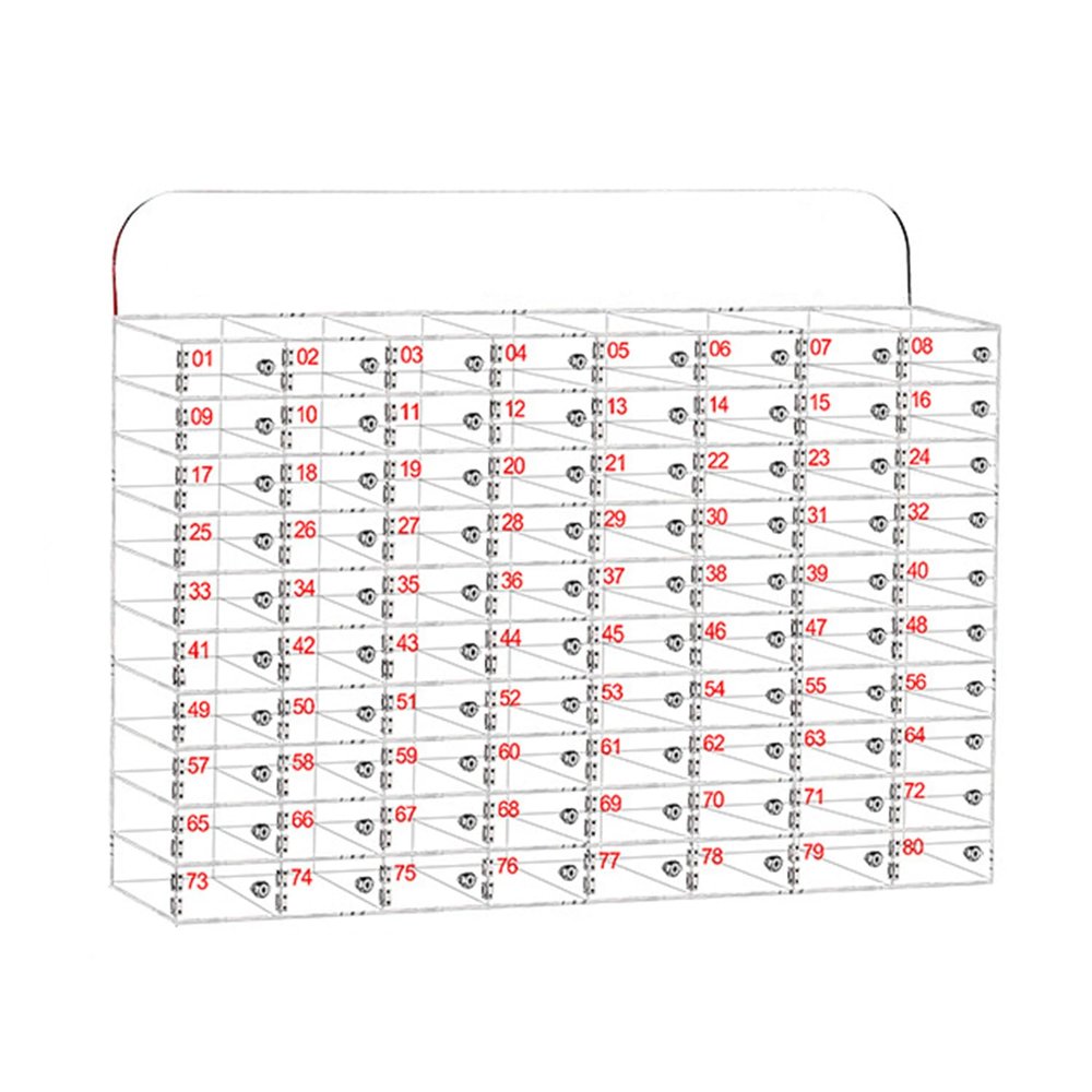 Acrylic Cell Phone Storage Cabinet with Locks and Keys, Wall-Mounted, 80 Compartments