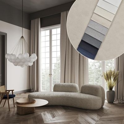 BN Curtains Blackout Fire-Retardant Curtain (B1/M1), White, with Gathering Tape, Opaque & Thermal-Insulating, 175 × 450 cm