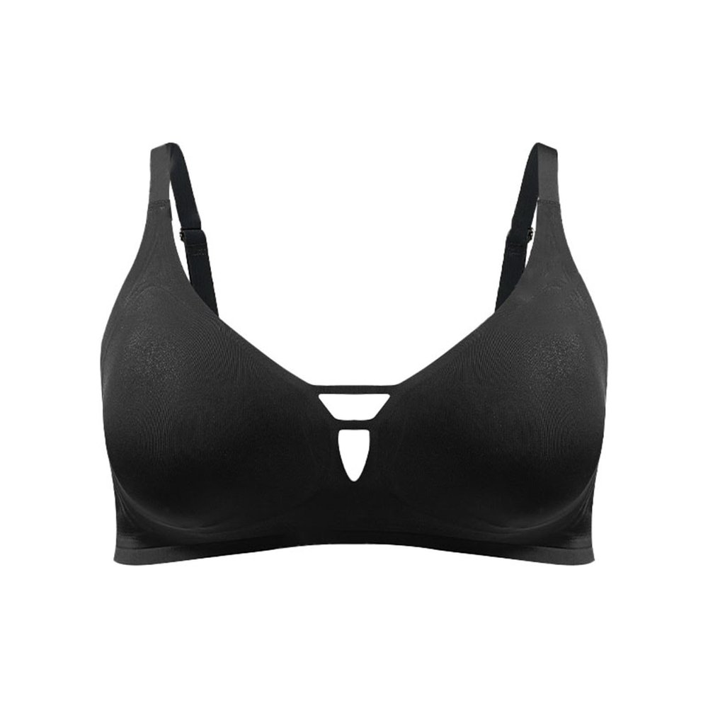Thin Sports Bra with Adjustable Shoulder Straps and No Rings, High Support, Black, XXL