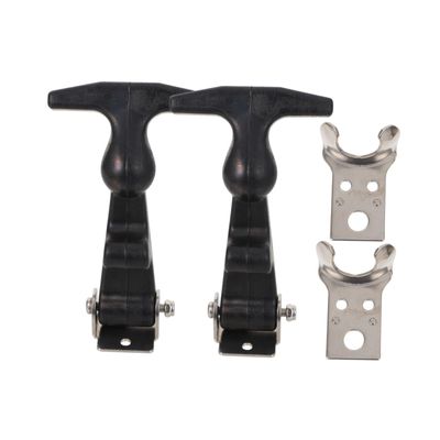 2-Pc. Black T-Handle Hood Latches, Stainless Steel and Rubber