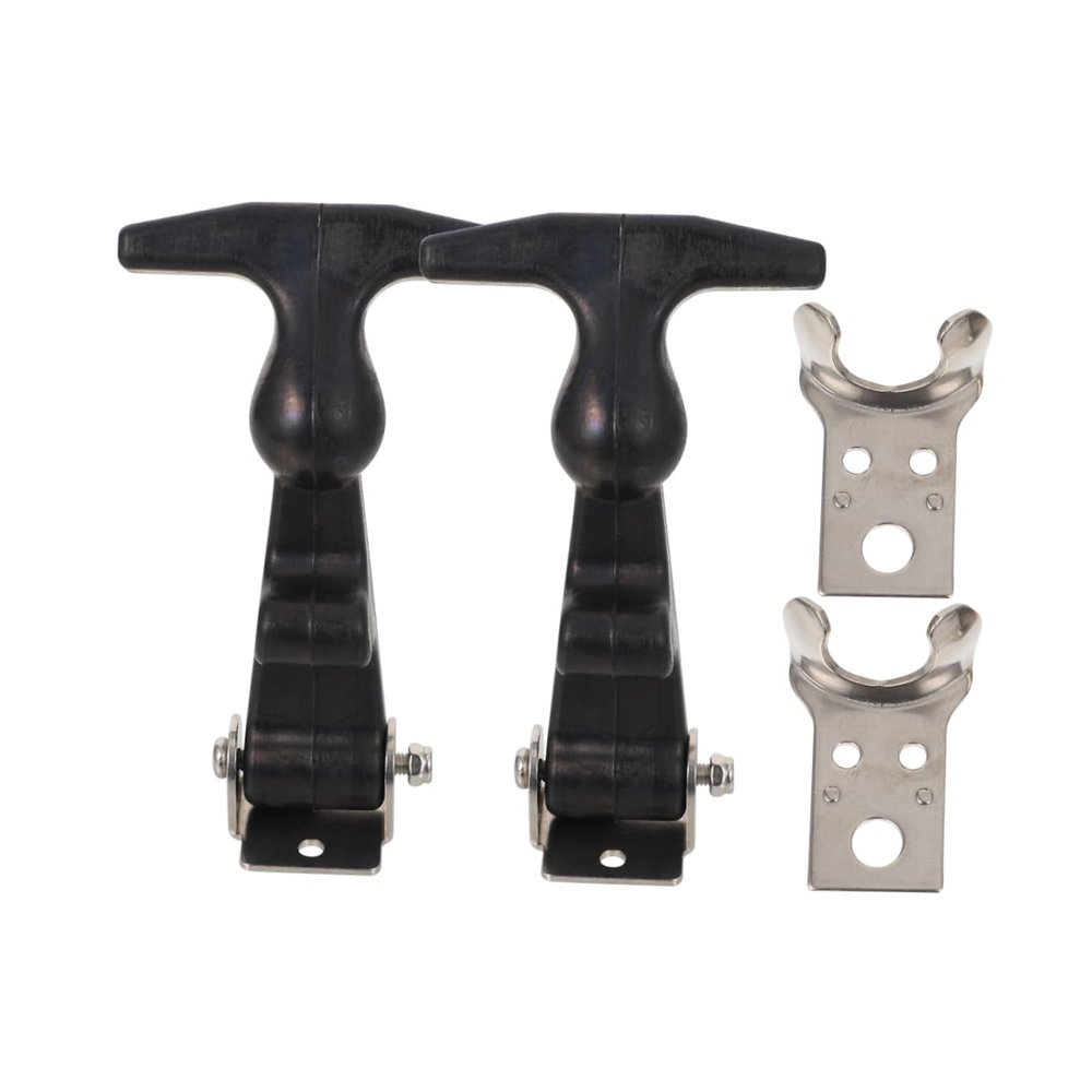 2-Pc. Black T-Handle Hood Latches, Stainless Steel and Rubber