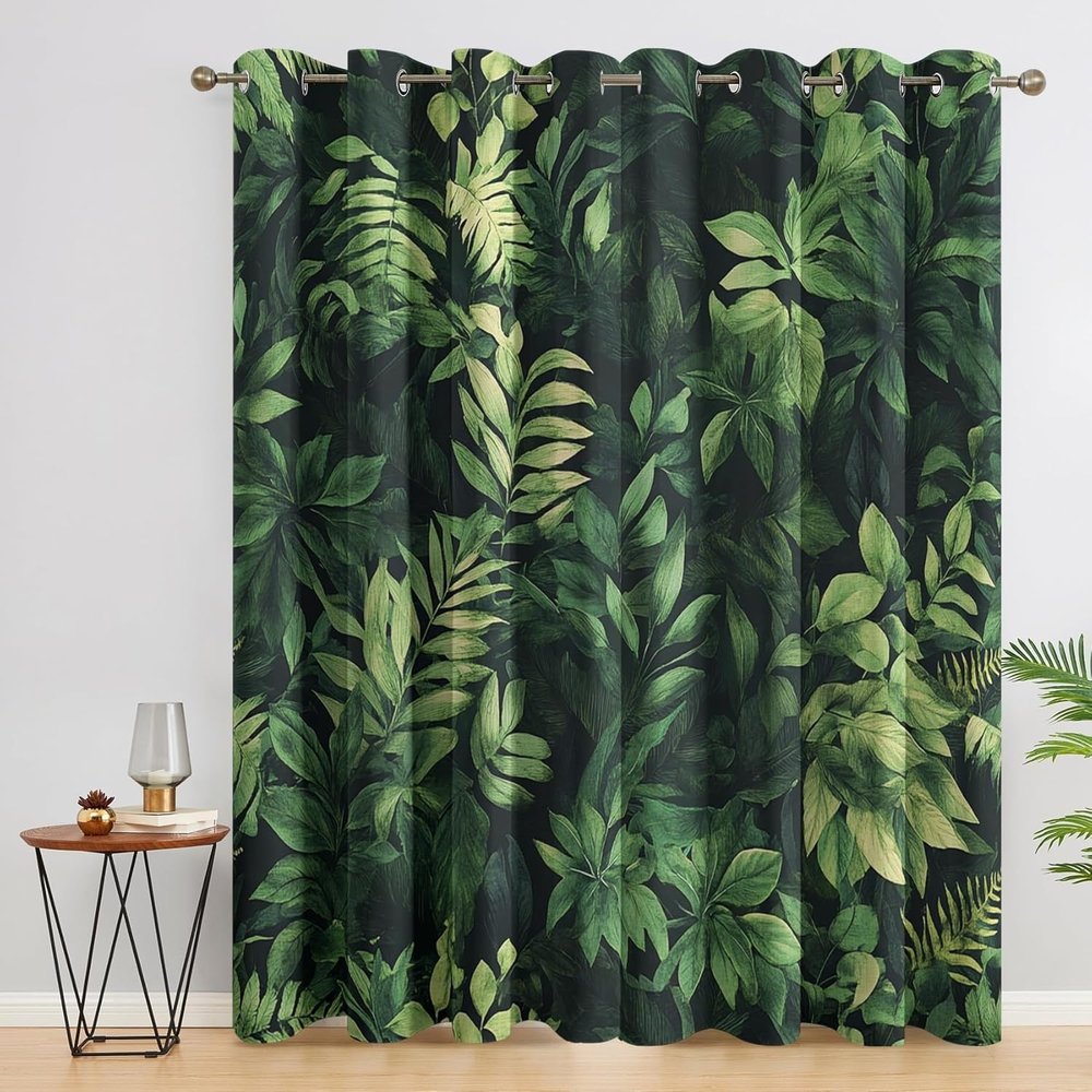Leaf-Pattern Blackout Curtains with Thermal Insulation, 229 x 140 cm, 2-Pack