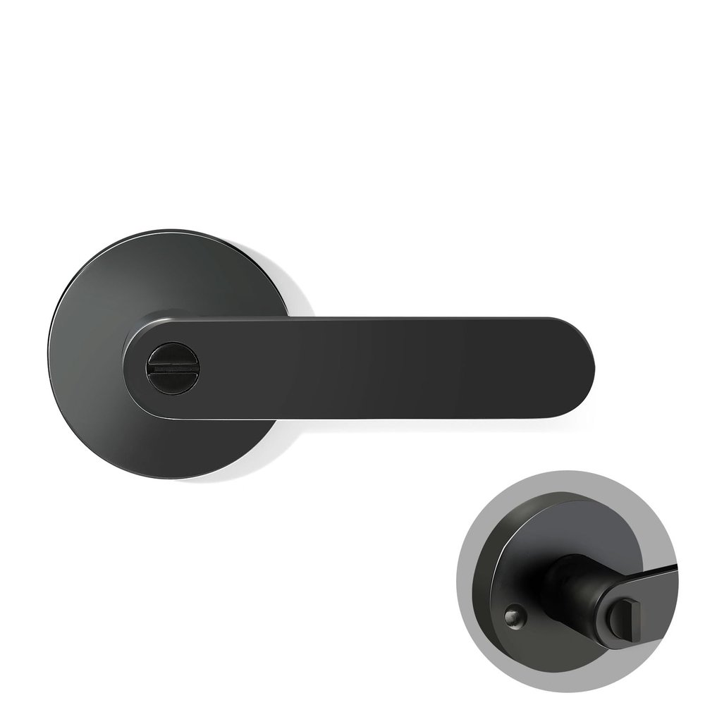 Black Zinc Alloy Door Levers for Interior and Public Areas, Keyless