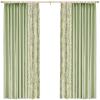 Wycian Yoga Motif Blackout Curtains, Green, 2-Pack, Solid Color and Floral Pattern, H244 x W137 cm Each, Chenille view 1