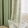 Wycian Yoga Motif Blackout Curtains, Green, 2-Pack, Solid Color and Floral Pattern, H244 x W137 cm Each, Chenille view 2