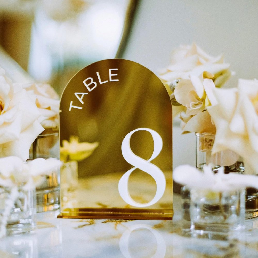 Personalized Acrylic Wedding Table Numbers with Stands, 10-Piece Set