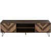 Jaxenor 155 cm TV Cabinet with 2 Doors, 2 Compartments, Gold Handles and Iron Legs, Wood Color view 4