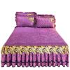 Generic Luxury Velvet 3-Piece Ruffled Bed Skirt and Quilted Bedspread Set, King Size, 18" Drop, 2 Pillowcases, 3-Sided Dust Ruffle, Fitted Sheet, A, 180 x 200 cm/71 x 79 in view 2