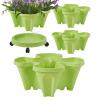 Yorajuy Stackable Plant Pot Tower with 4 Garden Planters, Removable Tray and Wheels view 1