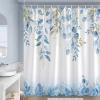 EIWAXU Blue Leaf Watercolor Shower Curtain, 183 x 198 cm view 1