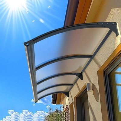 YVYKFZD Door Awning, Polycarbonate Canopy with Aluminum Brackets, Black + F, 110 x 180 cm