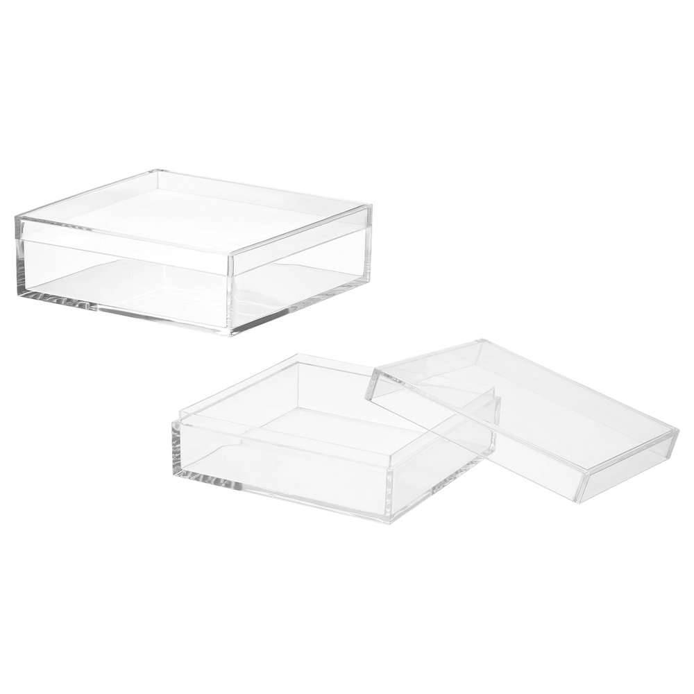 YELARXI Clear Acrylic Boxes with Lids, 4.33 x 4.33 x 1.57 in, 2-Pack