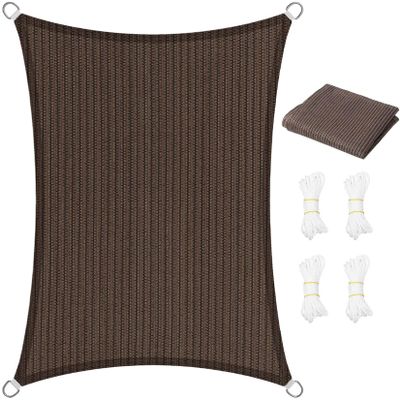 Rectangular Garden Shade Sail 2.9 x 3.9 m, Brown, 95% UV Protection, Breathable HDPE, Customizable