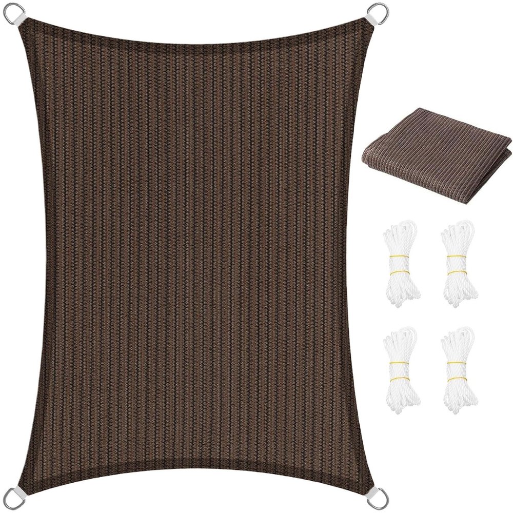 Rectangular Garden Shade Sail 2.9 x 3.9 m, Brown, 95% UV Protection, Breathable HDPE, Customizable