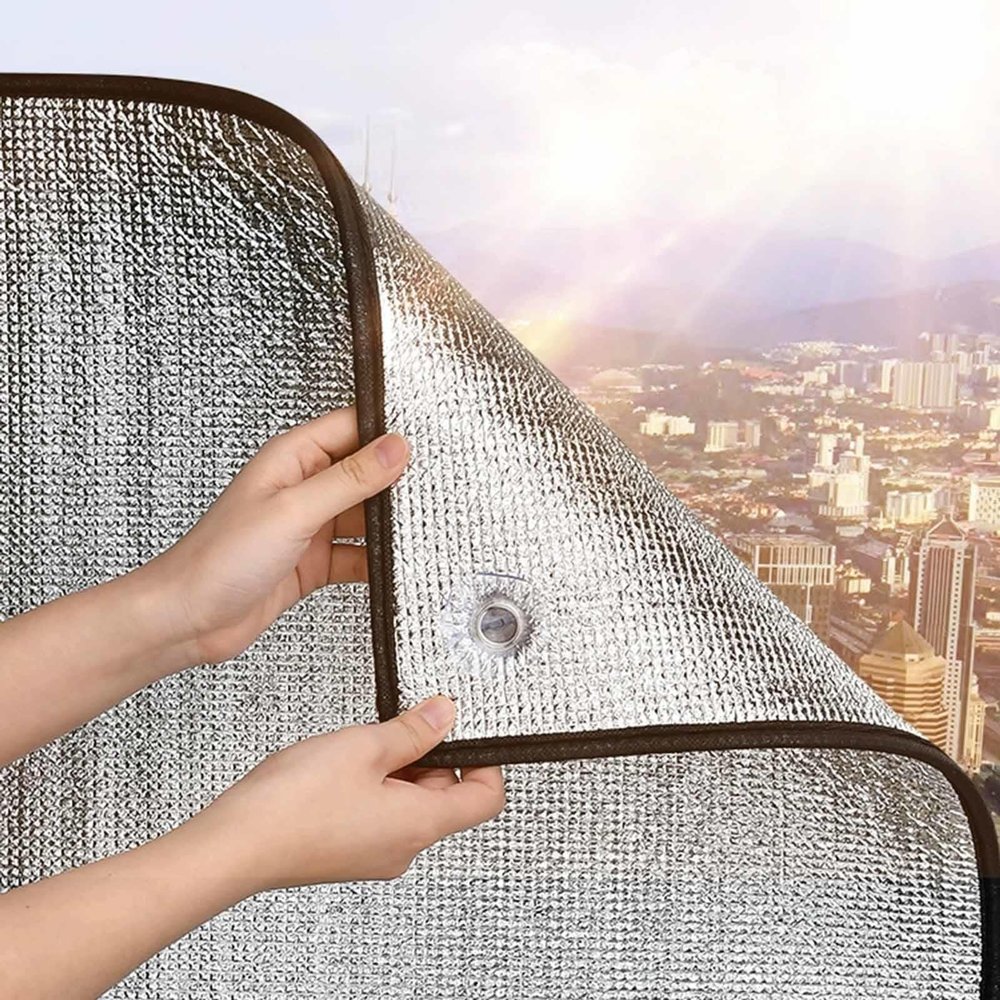 Blackout Window Film, 8 mm Aluminum Insulation Film with Suction Cups, 55 × 100 cm (21.7 × 39.4 in)