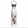 MAXIKIWI 500 ml Single-Wall Stainless Steel Water Bottle with Screw Cap and Handle, Non-Insulated, BPA-Free, Leakproof, Cow Watercolor view 1