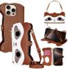 Rnrieyta Crossbody Zipper Cute Makeup Mirror Phone Case for Samsung Galaxy S25 FE, PU Leather Flip Wallet Case with Magnetic Closure, Card Slots and Phone Strap view 2