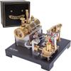 RCXTechPro RETROL SE-01 Steam Engine Model Kit, 84-Piece Stationary Metal Engine with Horizontal Boiler and Flyball Governor view 1