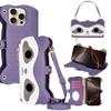 Rnrieyta Crossbody Zipper Phone Case with Makeup Mirror for Xiaomi Redmi 9C, PU Leather Flip Wallet Case with Phone Strap view 2