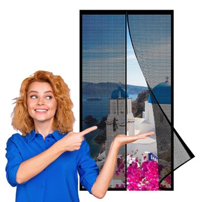 Magnetic Insect Screen Door 124 x 186 cm, No Drilling, Black