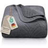 Gräfenstayn Premium Bedspread 200 x 220 cm, Velvet Throw with Seamless Quilting and Leaf Design, Soft, Wrinkle-Resistant and Easy-Care, Anthracite view 1