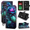 Decahouy Samsung Galaxy S23 Ultra Wallet Case with RFID Blocking, 4 Card Holders, Stand, Wrist Strap, Blue Rose view 1