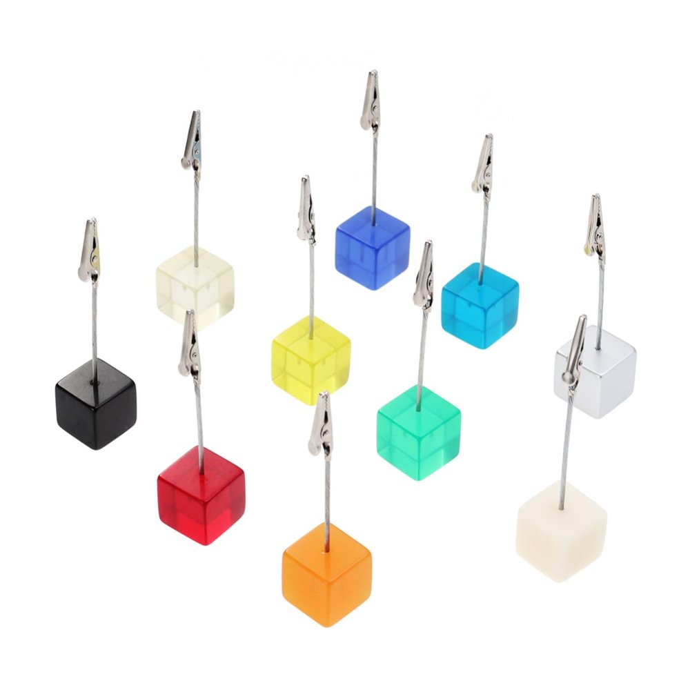Cube-Shaped Resin Card Holders, 10-Piece Set for Desks
