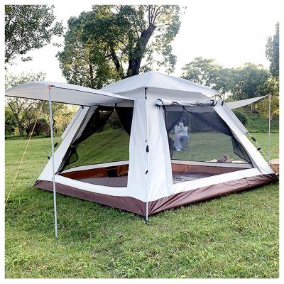 4-Person Blackout Pop-Up Camping Tent with Double Doors and Four Windows