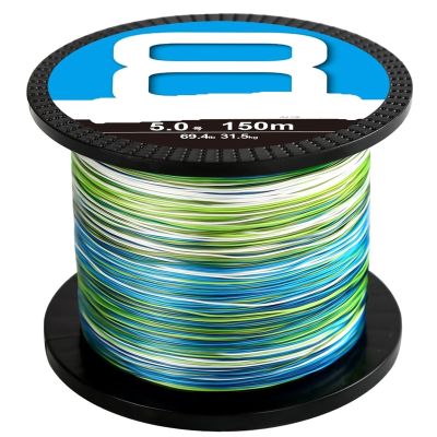 JBJYGSG 8X Braided Fishing Line, 300M/500M/1000M, 8-Strand Multifilament PE Line for Carp Fishing, Wire for DIY Crafts, 8X-Camo Aqua, 500M, 1.5-30LB