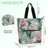 Amooorous Decorative Book Tote Bag with Zipper, Purple Flowers view 4
