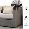 DAHUEN Sleeper Sofa 90/180 x 200 cm, 3-in-1 Pull-Out Daybed with Slatted Frame, Gray Flannel, Mattress Not Included view 4