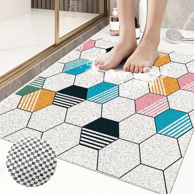 Evimstil Non-Slip Shower Mat 40 x 60 cm, PVC Tile Pattern