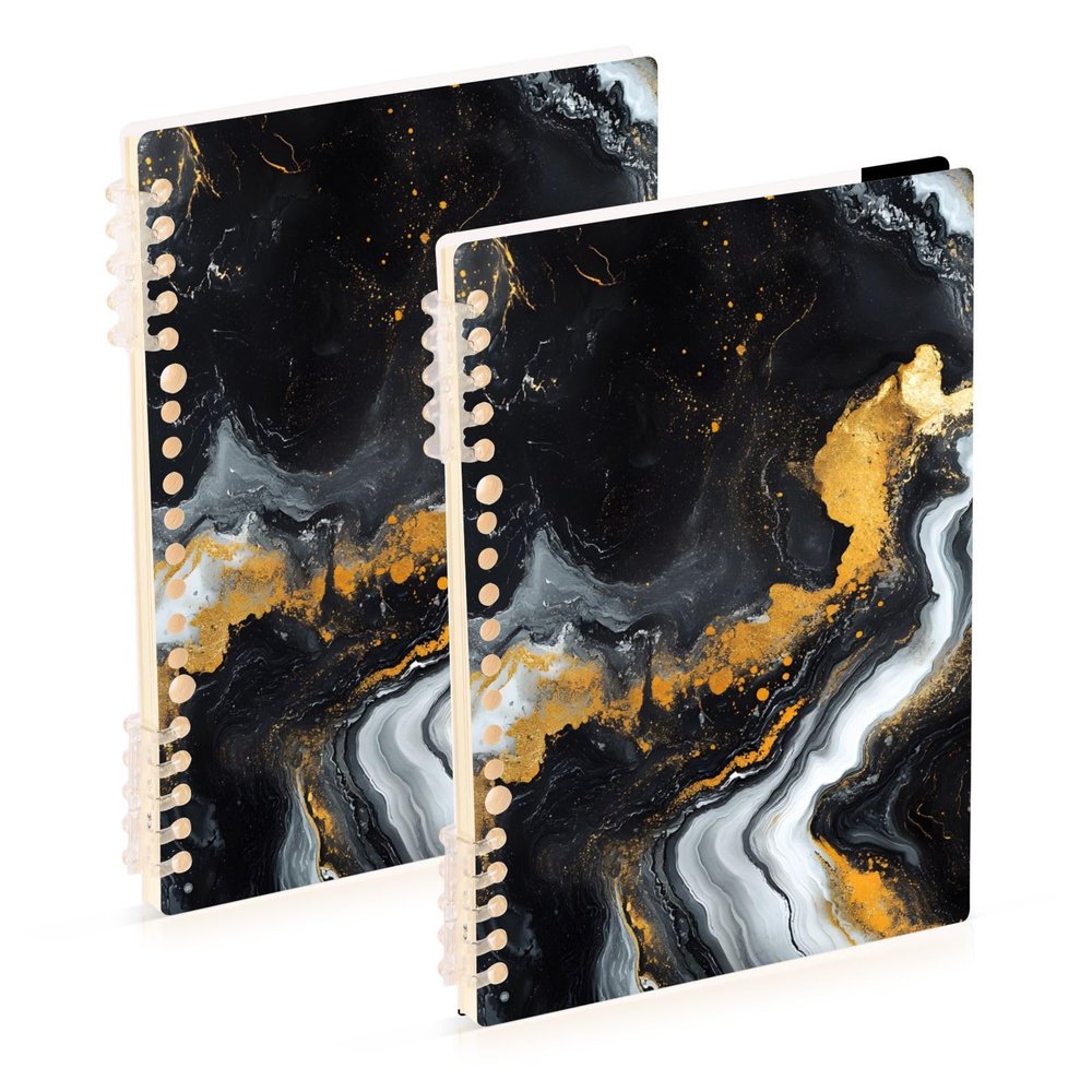 Marble-Pattern Spiral Notebooks, 2-Pack, Hardcover, College-Ruled, A5, 14 x 21 cm