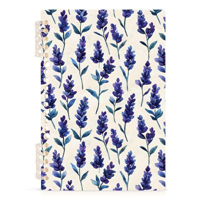 Mnsruu Spiral Notebook, Lavender Pattern, Hardcover, College-Ruled, A5, 14 x 21 cm