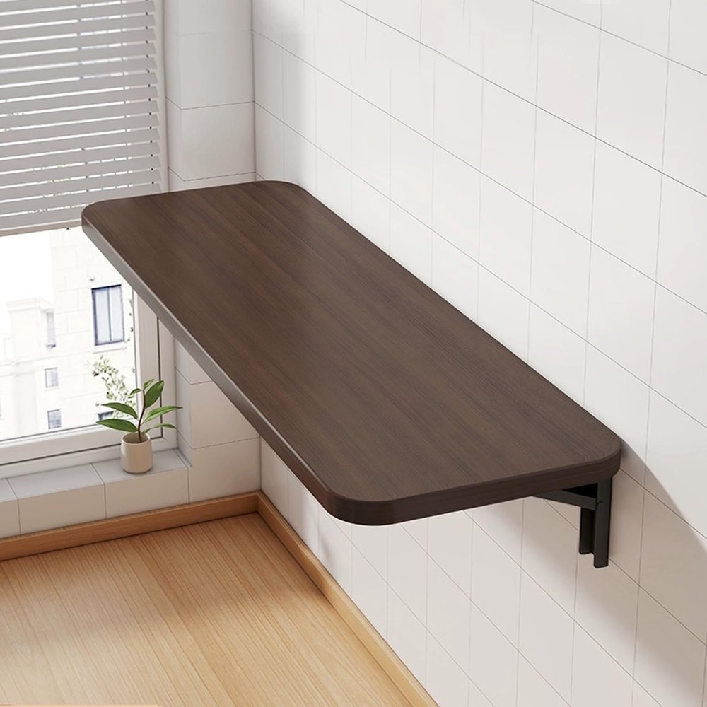 ZHZHXR Wall-Mounted Folding Table, Walnut, 100 x 40 cm