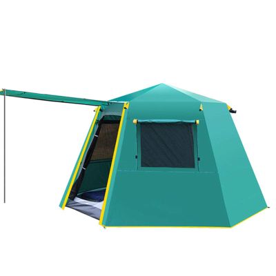 Automatic Outdoor Camping Tent, Rainproof, Thickened Hexagonal Aluminum Pole, Brown, 96 x 96 x 66 in