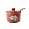 Korean Round Flower Ceramic Spice Jar, Blue with Spoon view 3