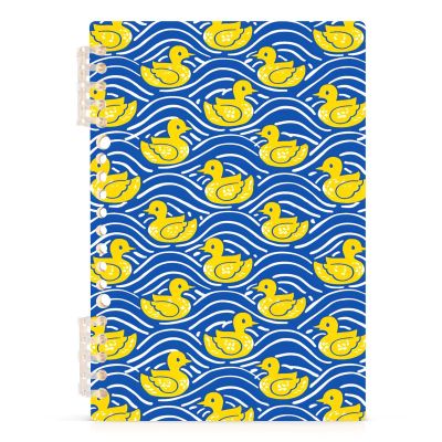 Mnsruu A5 Hardcover Spiral Notebook with Blue Waves and Yellow Ducks, 1 Count