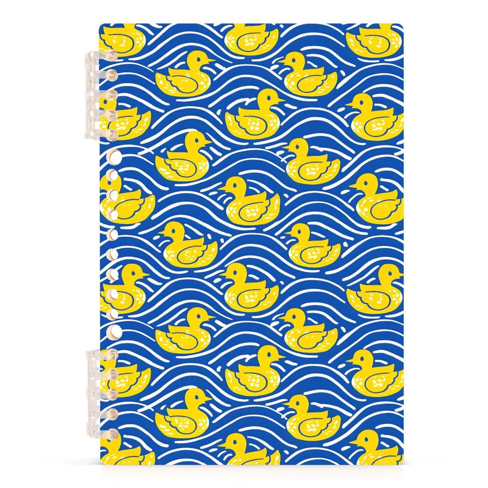 Mnsruu A5 Hardcover Spiral Notebook with Blue Waves and Yellow Ducks, 1 Count