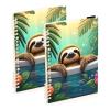 Mnsruu Spiral Notebooks with Sloth and Tropical Flower Designs, 2-Pack, Hardcover, College-Ruled, A5 view 1