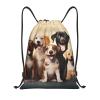 HLBSDM Waterproof Dog Print Drawstring Backpack, Happy Party view 1